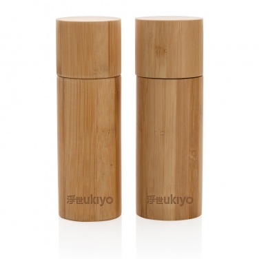 Logo trade promotional products image of: Ukiyo bamboo salt and pepper mill set